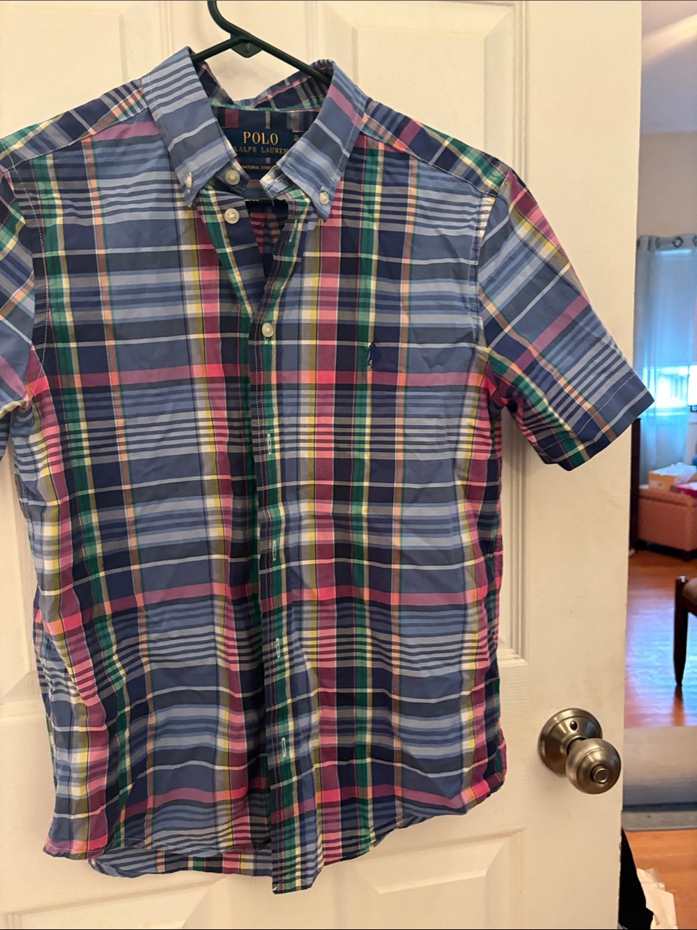 Polo by Ralph Lauren Blue, Pink & Green Plaid Short-Sleeve Button-Down Shirt